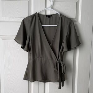Shinestar Olive Wrap Blouse